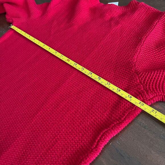 LOFT NWT Women's 100% Cotton Knit Sweater Cherry Red Size Large - Picture 7 of 8